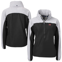 Tampa Bay Buccaneers Cutter & Buck Women's Charter Eco Recycled Half-Zip Hooded Anorak Jacket - Black online