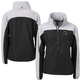 Washington Commanders Cutter & Buck Women's Charter Eco Recycled Half-Zip Hooded Anorak Jacket - Black on sale