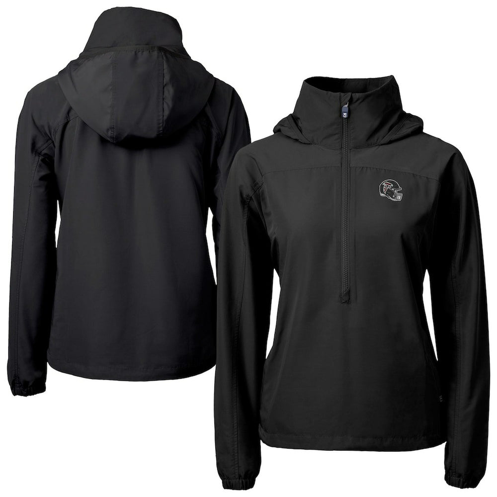 Atlanta Falcons Cutter & Buck Women's Charter Eco Recycled Half-Zip Hooded Anorak Jacket - Black cheap