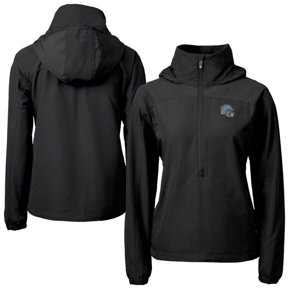 Detroit Lions Cutter & Buck Women's Charter Eco Recycled Half-Zip Hooded Anorak Jacket - Black outlet