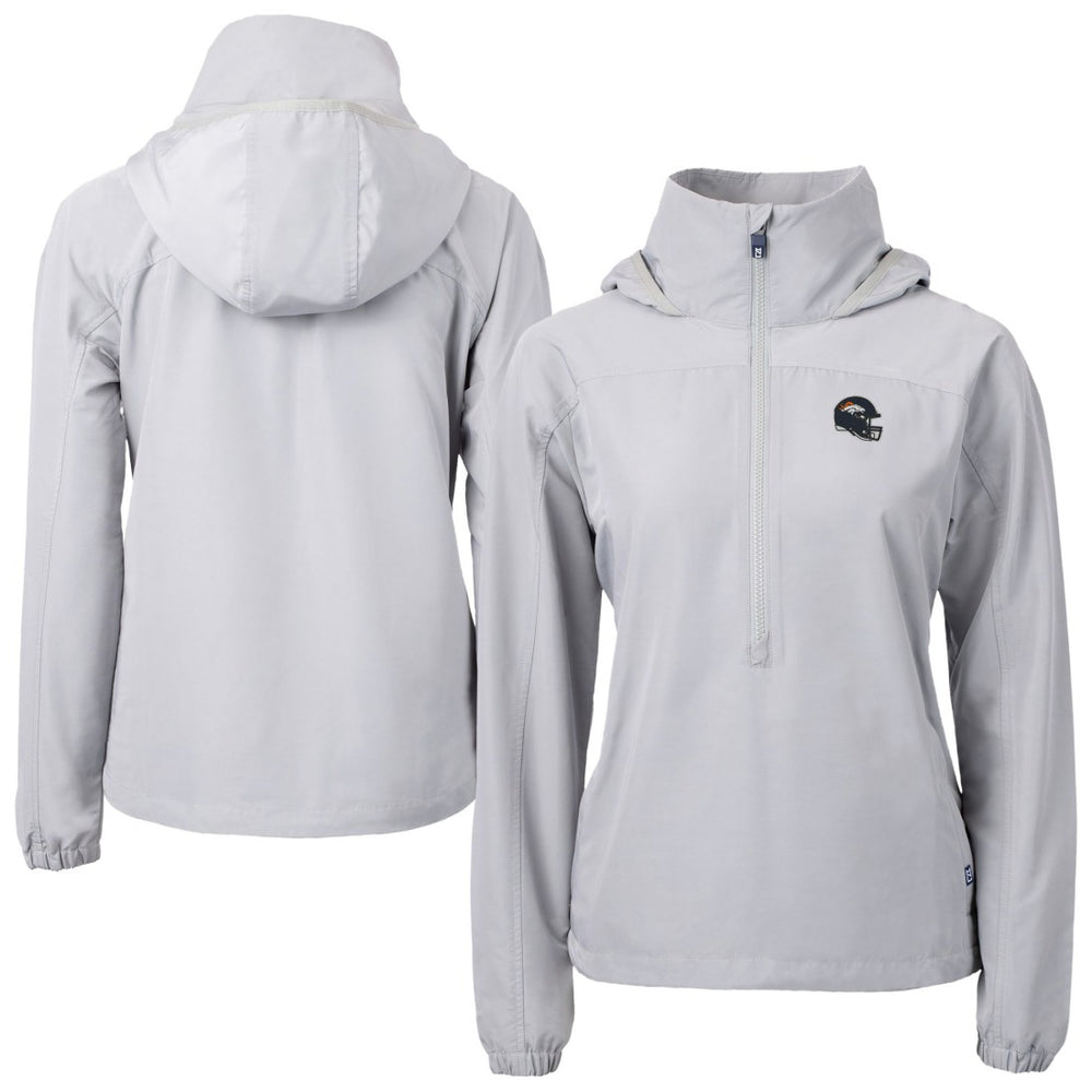 Denver Broncos Cutter & Buck Women's Charter Eco Recycled Half-Zip Hooded Anorak Jacket - Gray cheap