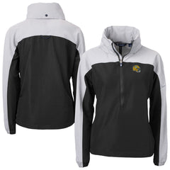 Green Bay Packers Cutter & Buck Women's Charter Eco Recycled Half-Zip Hooded Anorak Jacket - Black for sale