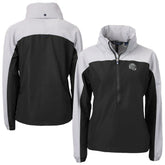 Las Vegas Raiders Cutter & Buck Women's Charter Eco Recycled Half-Zip Hooded Anorak Jacket - Black on sale