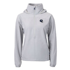 New York Giants Cutter & Buck Women's Charter Eco Recycled Half-Zip Hooded Anorak Jacket - Gray for sale