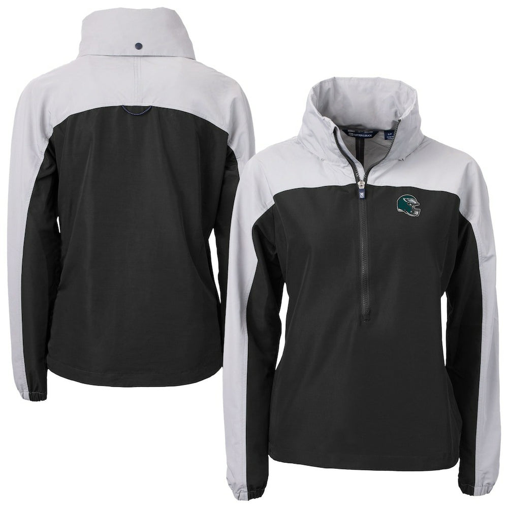Philadelphia Eagles Cutter & Buck Women's Charter Eco Recycled Half-Zip Hooded Anorak Jacket - Black cheap