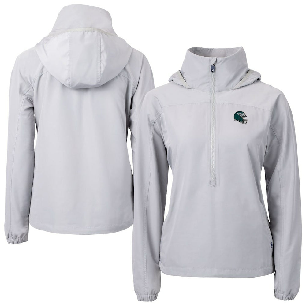 Philadelphia Eagles Cutter & Buck Women's Charter Eco Recycled Half-Zip Hooded Anorak Jacket - Gray online