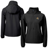 San Francisco 49ers Cutter & Buck Women's Charter Eco Recycled Half-Zip Hooded Anorak Jacket - Black for sale
