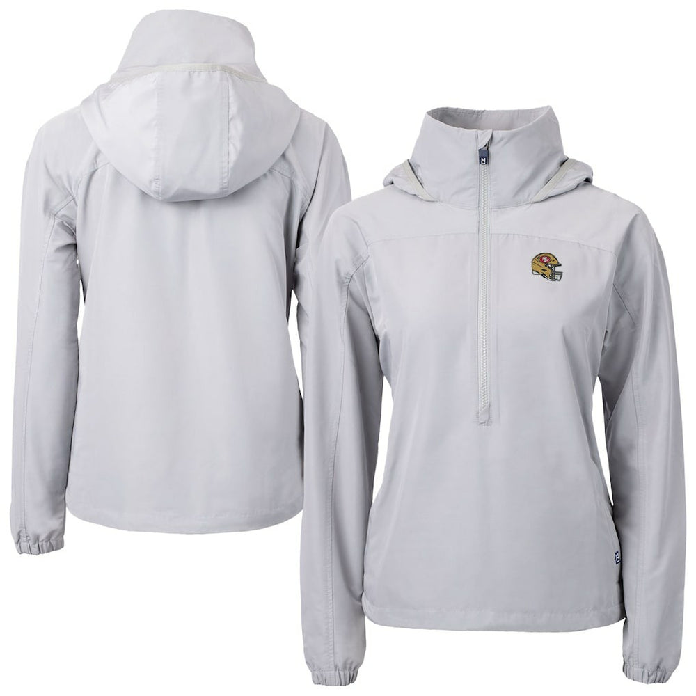 San Francisco 49ers Cutter & Buck Women's Charter Eco Recycled Half-Zip Hooded Anorak Jacket - Gray online