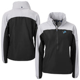 Detroit Lions Cutter & Buck Women's Charter Eco Recycled Half-Zip Hooded Anorak Jacket - Black cheap
