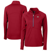 San Francisco 49ers Cutter & Buck Women's Adapt Eco Knit Stretch Recycled Raglan Half-Zip Top - Red for sale