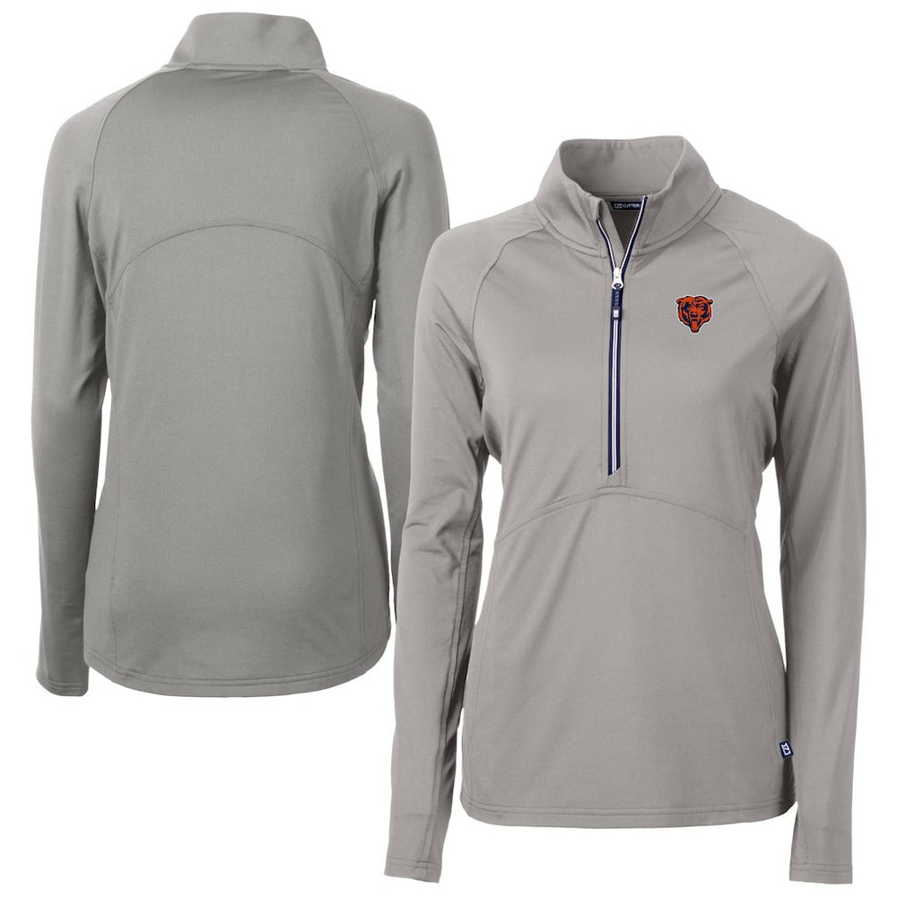 Chicago Bears Cutter & Buck Women's Adapt Eco Knit Stretch Recycled Raglan Half-Zip Top - Gray on sale