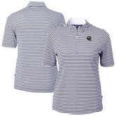 Denver Broncos Cutter & Buck Women's Virtue Eco Pique Stripe Recycled Quarter-Zip Top - Navy on sale