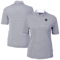 Denver Broncos Cutter & Buck Women's Virtue Eco Pique Stripe Recycled Quarter-Zip Top - Navy on sale