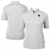Jacksonville Jaguars Cutter & Buck Women's Virtue Eco Pique Stripe Recycled Quarter-Zip Top - Gray for sale