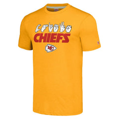 Kansas City Chiefs Homage Unisex The NFL ASL Collection by Love Sign American Sign Language T-Shirt - Gold sale