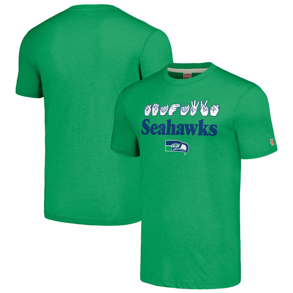 Seattle Seahawks Homage Unisex The NFL ASL Collection by Love Sign American Sign Language T-Shirt - Green on sale