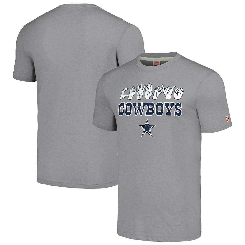 Dallas Cowboys Homage Unisex The NFL ASL Collection by Love Sign American Sign Language T-Shirt - Gray for sale