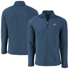 Los Angeles Dodgers Cutter & Buck Peshastin Eco Fleece Recycled Raglan Quarter-Zip Top Heather Navy