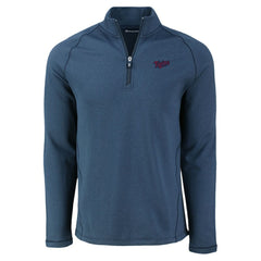 Minnesota Twins Cutter & Buck Peshastin Eco Fleece Recycled Raglan Quarter-Zip Top Heather Navy