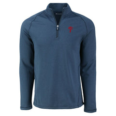 Philadelphia Phillies Cutter & Buck Peshastin Eco Fleece Recycled Raglan Quarter-Zip Top Heather Navy