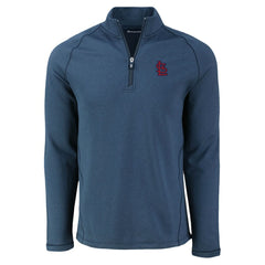 St. Louis Cardinals Cutter & Buck Peshastin Eco Fleece Recycled Raglan Quarter-Zip Top Heather Navy