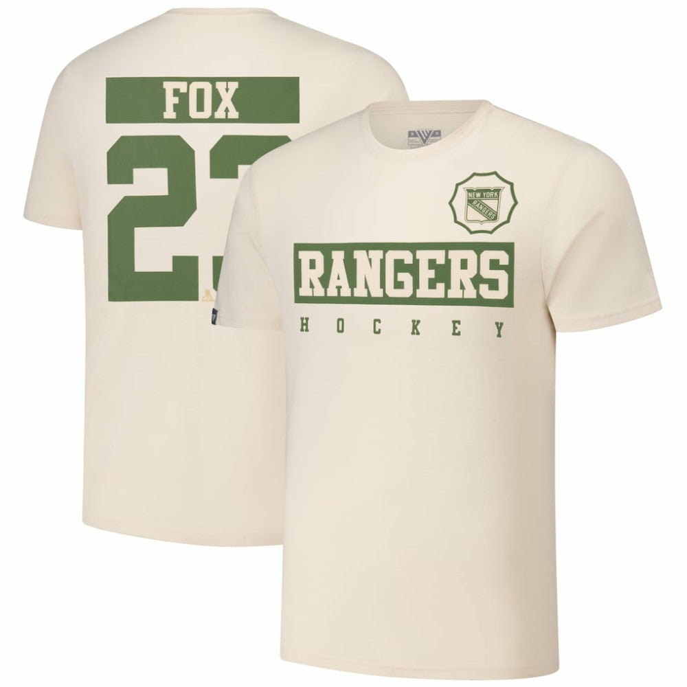 Adam Fox New York Rangers Levelwear 2024 NHL Military Appreciation Richmond Delta Player Name & Number T-Shirt - Khaki T-shirts