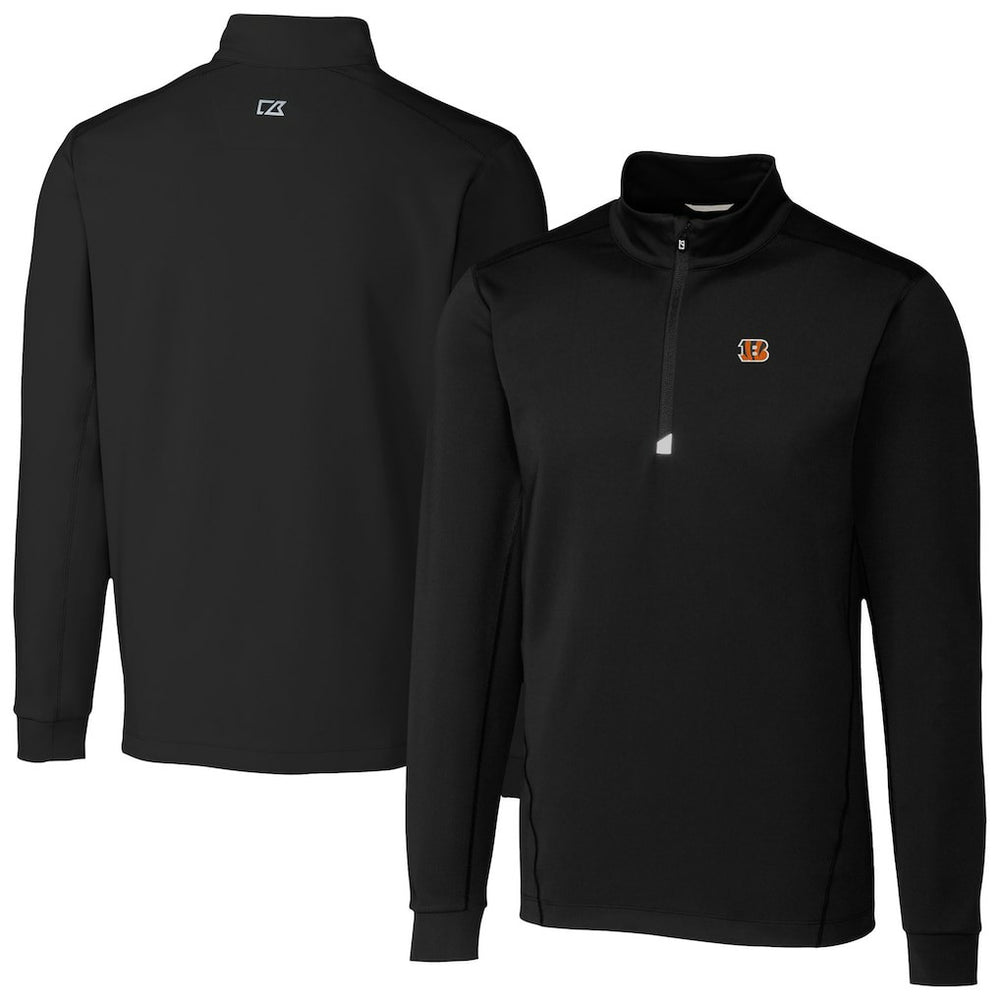 Cincinnati Bengals Cutter & Buck Traverse Stretch Quarter-Zip Top - Black discount