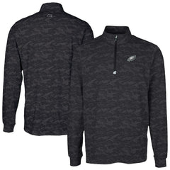 Philadelphia Eagles Cutter & Buck Traverse Camo Print Stretch Quarter-Zip Top - Black on sale