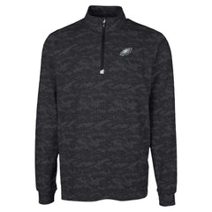 Philadelphia Eagles Cutter & Buck Traverse Camo Print Stretch Quarter-Zip Top - Black on sale
