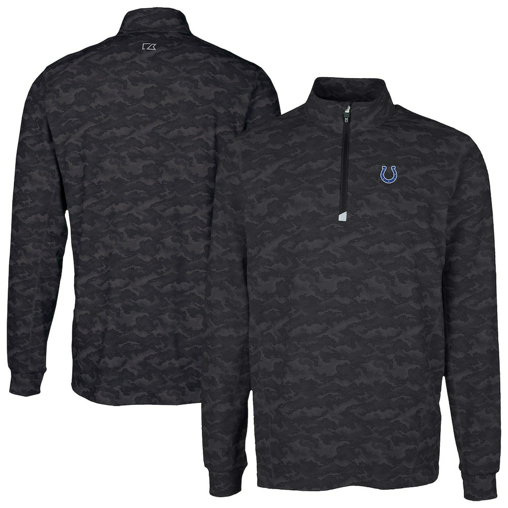Indianapolis Colts Cutter & Buck Traverse Camo Print Stretch Quarter-Zip Top - Black for sale