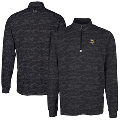 Minnesota Vikings Cutter & Buck Traverse Camo Print Stretch Quarter-Zip Top - Black sale