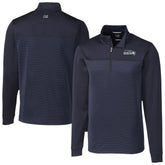 Seattle Seahawks Cutter & Buck Traverse Stripe Stretch DryTec Quarter-Zip Top - Navy sale