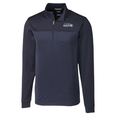 Seattle Seahawks Cutter & Buck Traverse Stripe Stretch DryTec Quarter-Zip Top - Navy sale