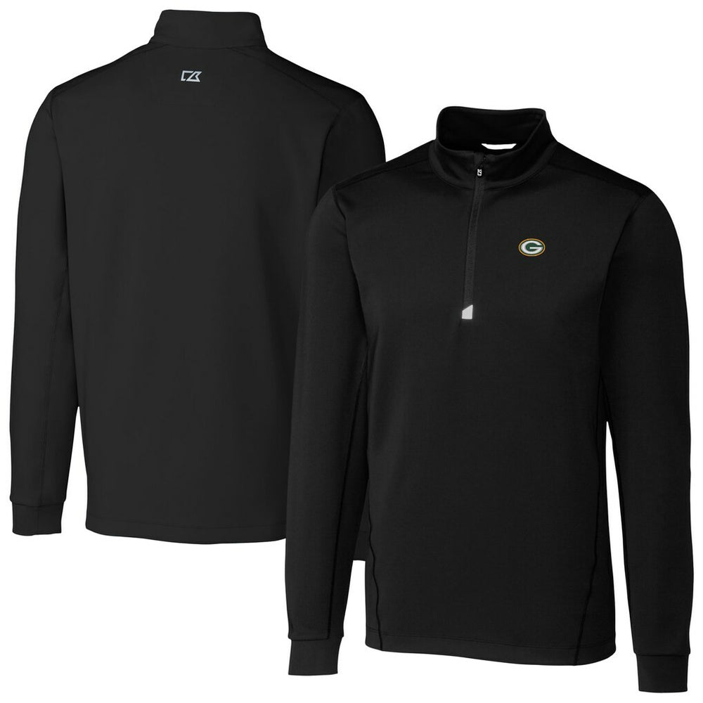 Green Bay Packers Cutter & Buck Big & Tall Traverse Eco Tri-Blend DryTec Quarter-Zip Jacket - Black online