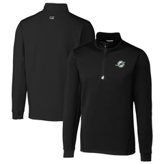 Miami Dolphins Cutter & Buck Big & Tall Traverse Eco Tri-Blend DryTec Quarter-Zip Jacket - Black outlet