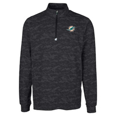 Miami Dolphins Cutter & Buck Big & Tall Traverse Eco Camo Tri-Blend DryTec Quarter-Zip Jacket - Black online