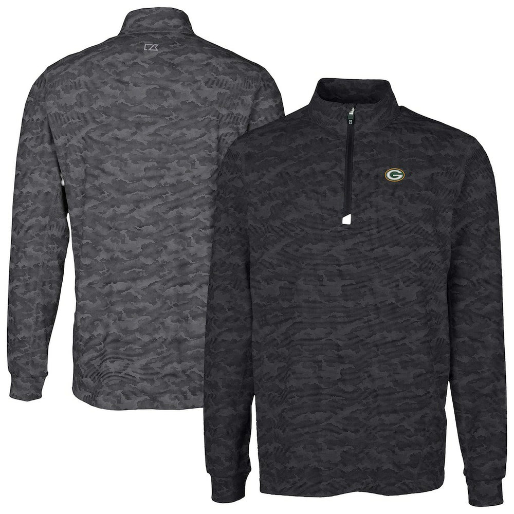 Green Bay Packers Cutter & Buck Big & Tall Traverse Eco Camo Tri-Blend DryTec Quarter-Zip Jacket - Black sale