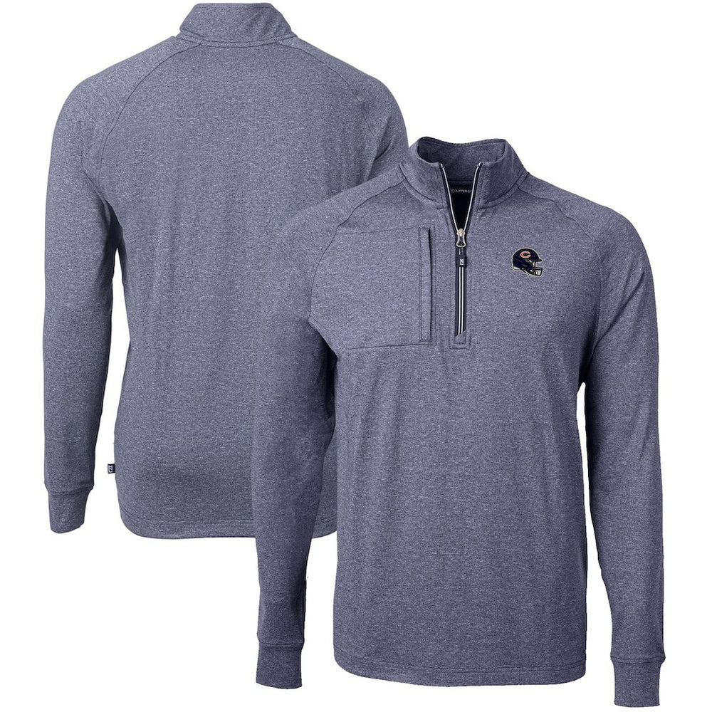 Chicago Bears Cutter & Buck Big & Tall Adapt Eco Raglan Quarter-Zip Jacket - Heather Navy discount