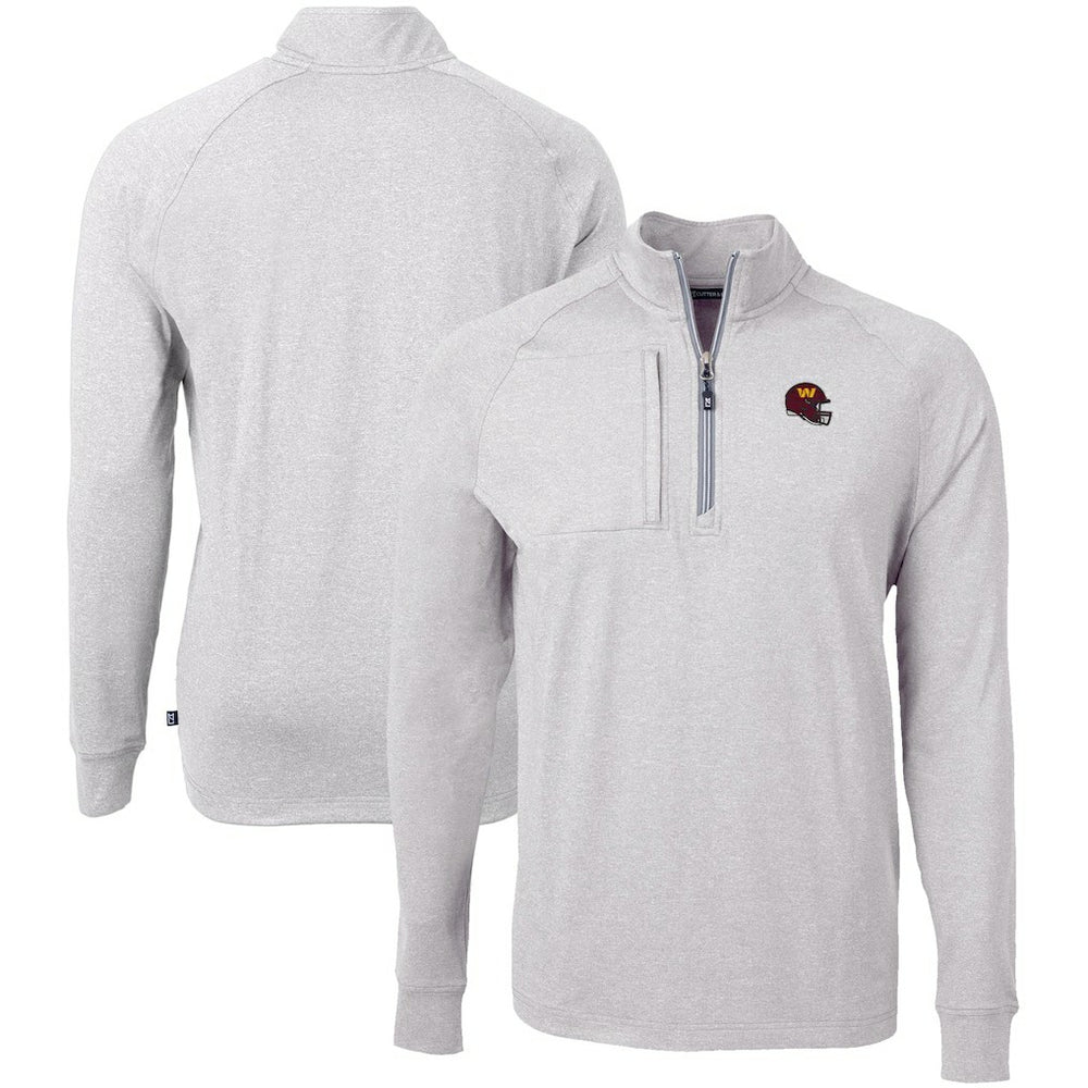 Washington Commanders Cutter & Buck Big & Tall Adapt Eco Raglan Quarter-Zip Jacket - Heather Gray sale
