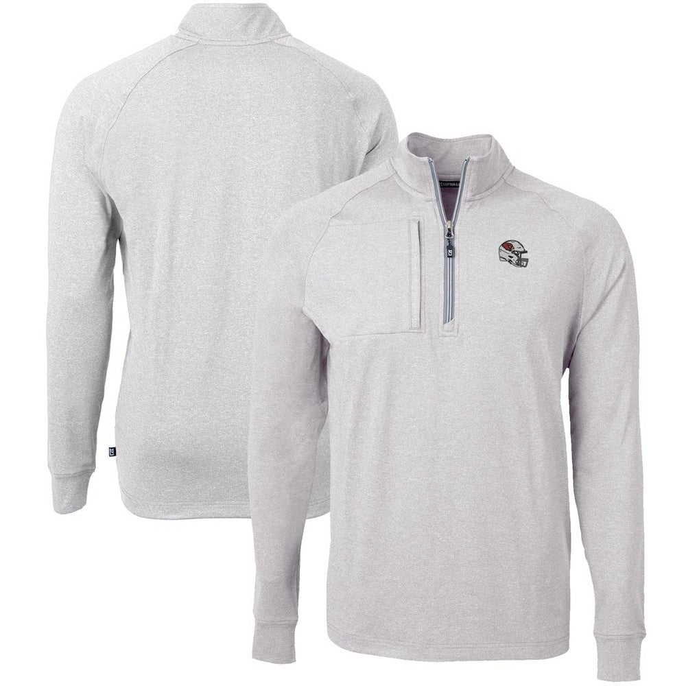 Arizona Cardinals Cutter & Buck Big & Tall Adapt Eco Raglan Quarter-Zip Jacket - Heather Gray for sale