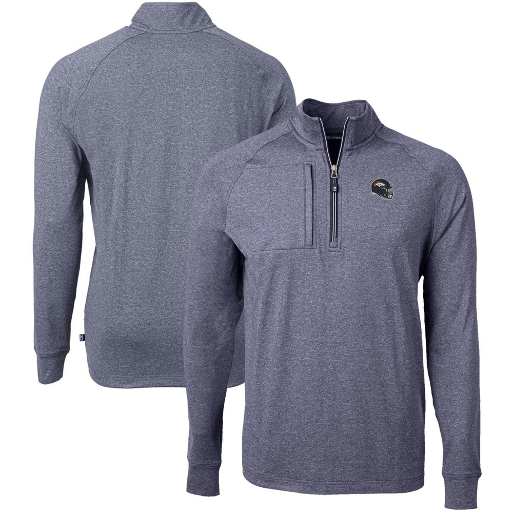 Denver Broncos Cutter & Buck Big & Tall Adapt Eco Raglan Quarter-Zip Jacket - Heather Navy on sale