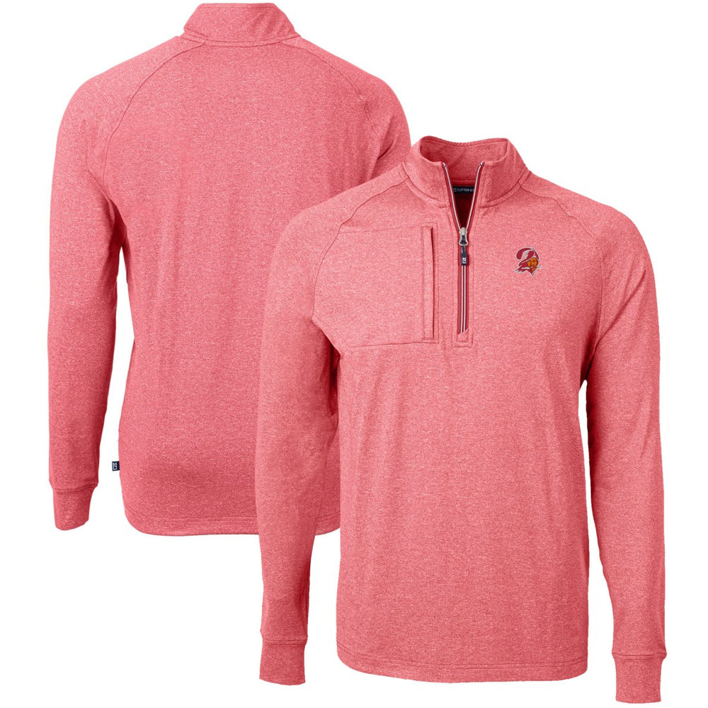 Tampa Bay Buccaneers Cutter & Buck Big & Tall Adapt Eco Raglan Quarter-Zip Jacket - Heather Red cheap
