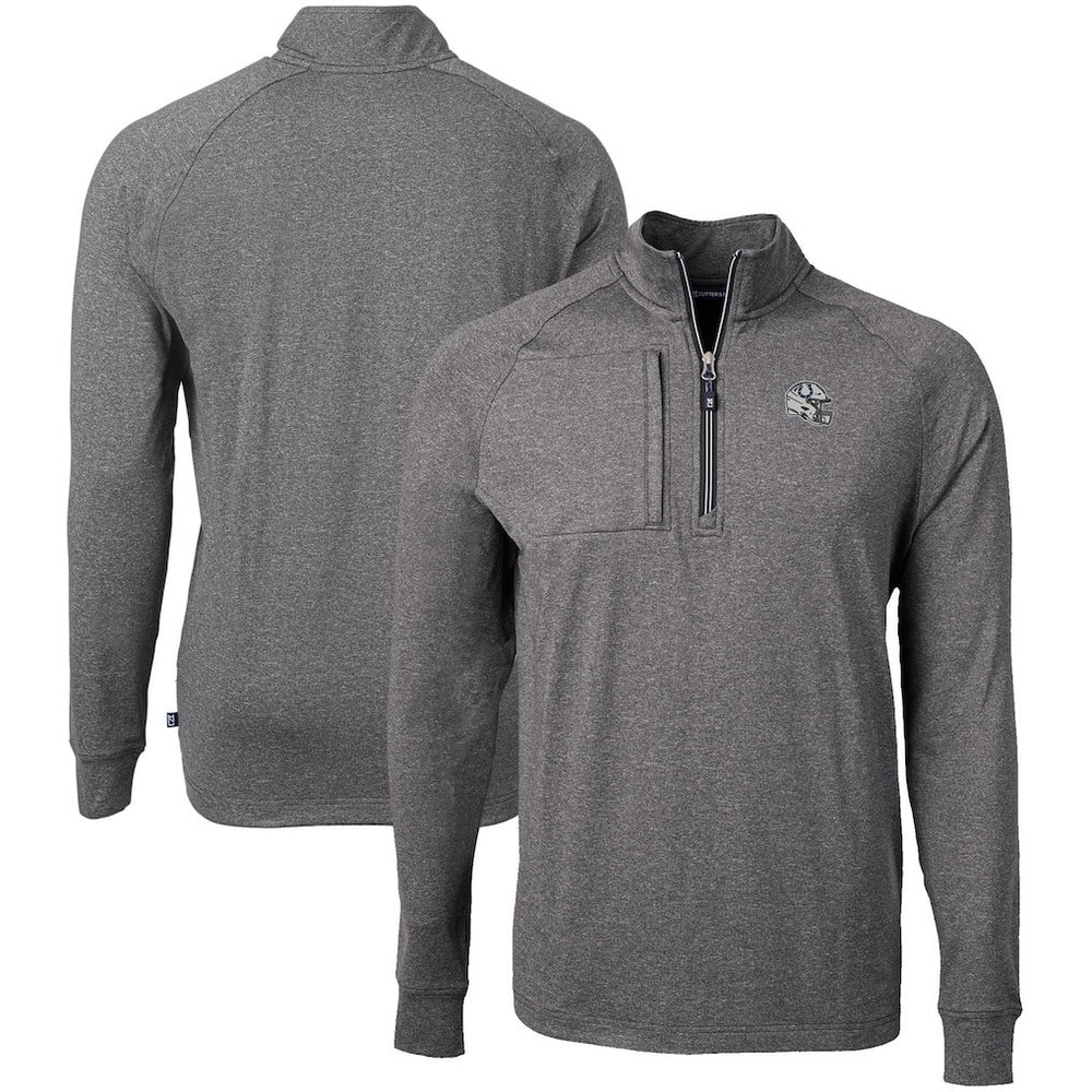 Indianapolis Colts Cutter & Buck Big & Tall Adapt Eco Raglan Quarter-Zip Jacket - Heather Black on sale