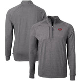 San Francisco 49ers Cutter & Buck Big & Tall Adapt Eco Raglan Quarter-Zip Jacket - Heather Black for sale
