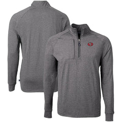 San Francisco 49ers Cutter & Buck Big & Tall Adapt Eco Raglan Quarter-Zip Jacket - Heather Black for sale