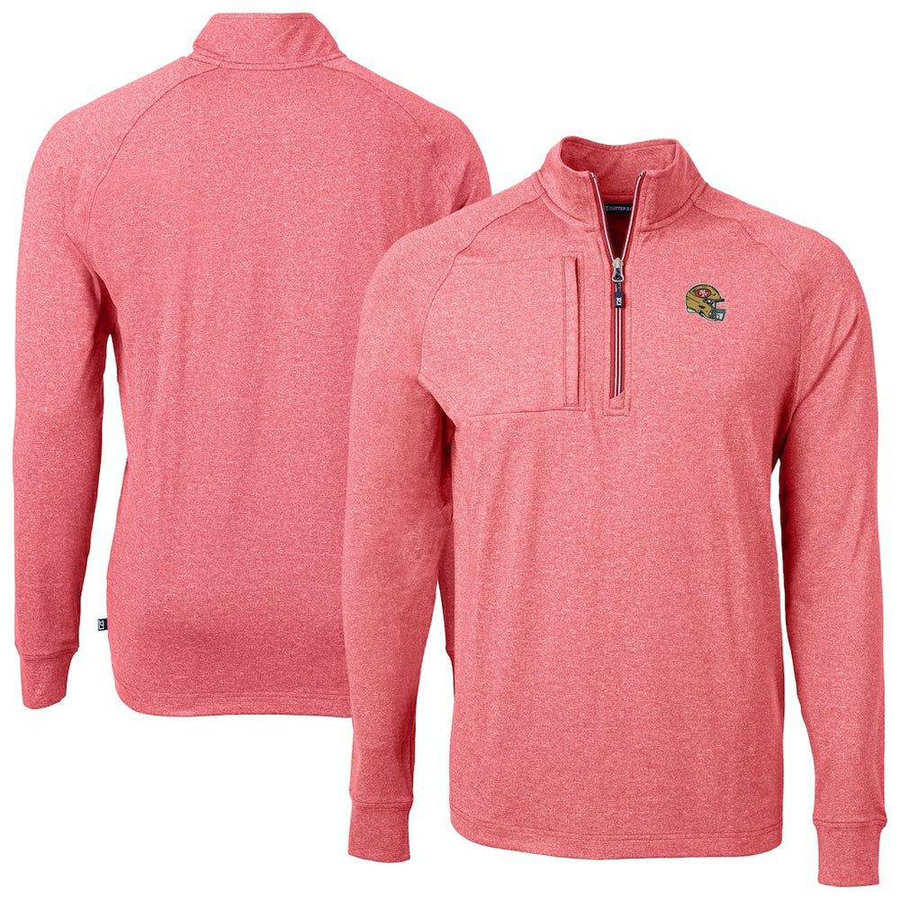 San Francisco 49ers Cutter & Buck Big & Tall Adapt Eco Raglan Quarter-Zip Jacket - Heather Scarlet outlet