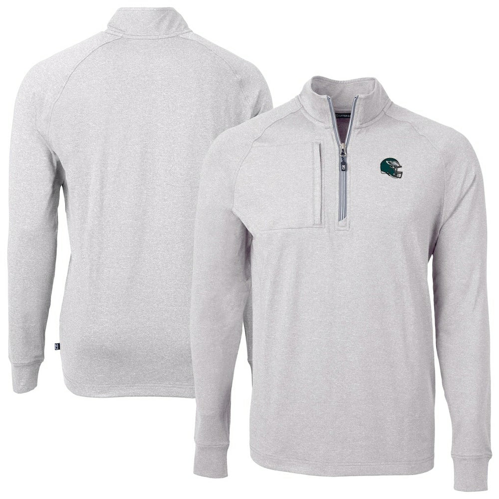 Philadelphia Eagles Cutter & Buck Big & Tall Adapt Eco Raglan Quarter-Zip Jacket - Heather Gray discount