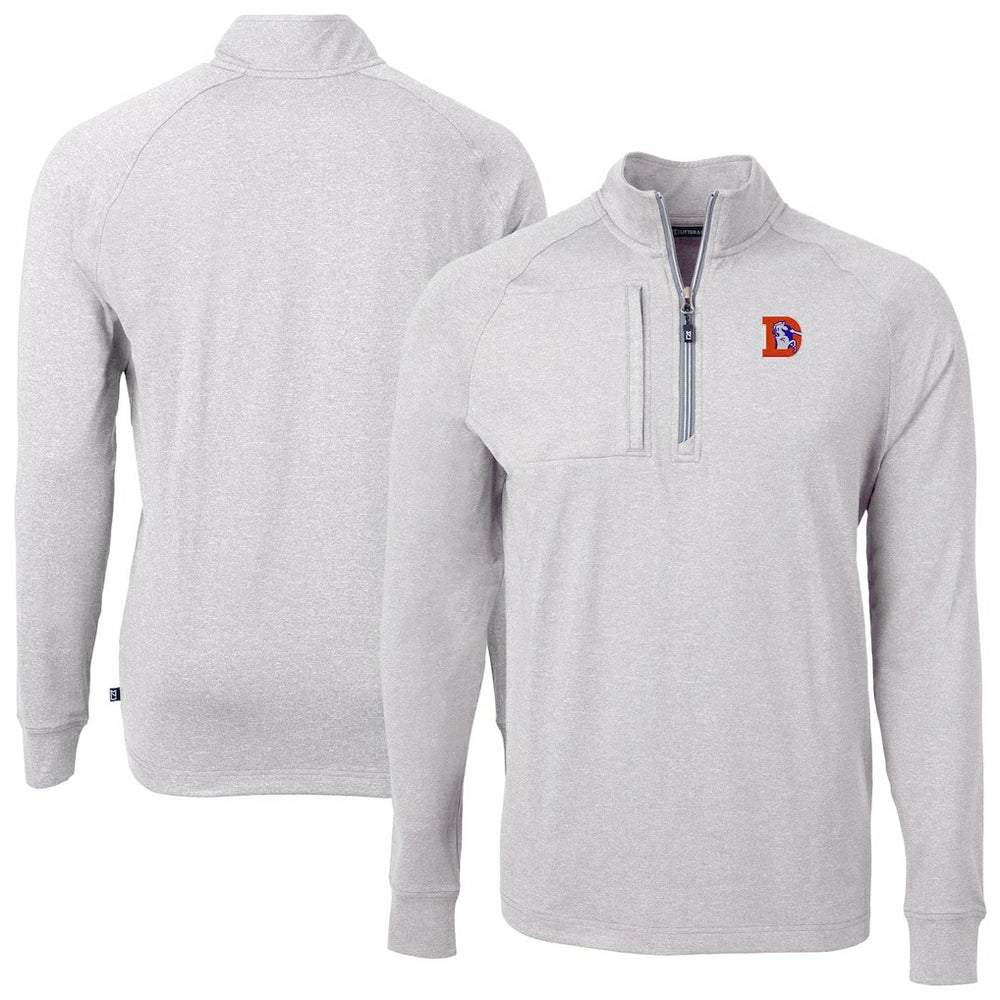 Denver Broncos Cutter & Buck Big & Tall Adapt Eco Raglan Quarter-Zip Jacket - Heather Gray cheap