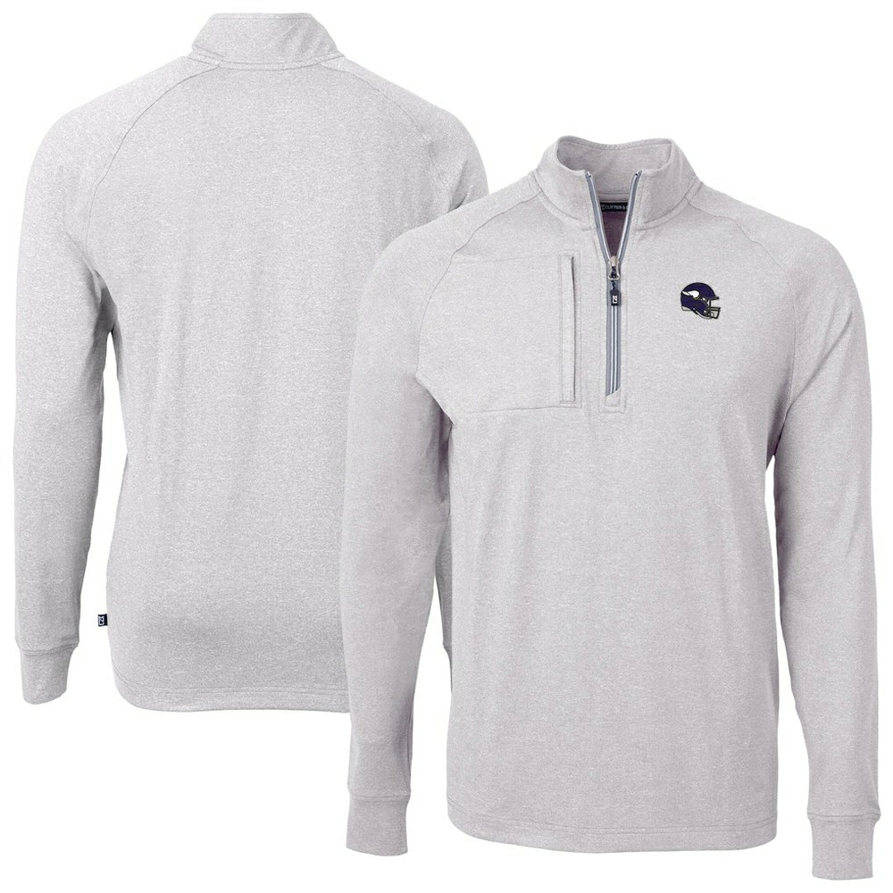 Minnesota Vikings Cutter & Buck Big & Tall Adapt Eco Raglan Quarter-Zip Jacket - Heather Gray outlet