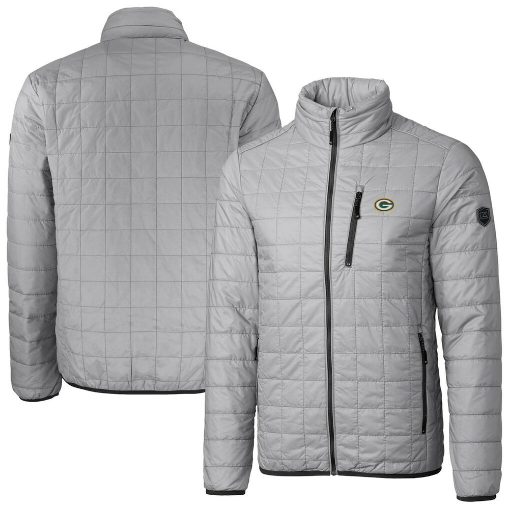 Green Bay Packers Cutter & Buck Big & Tall Rainier PrimaLoft Eco Insulated Full-Zip Hoodie Puffer Jacket - Gray sale